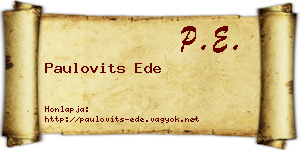 Paulovits Ede névjegykártya
